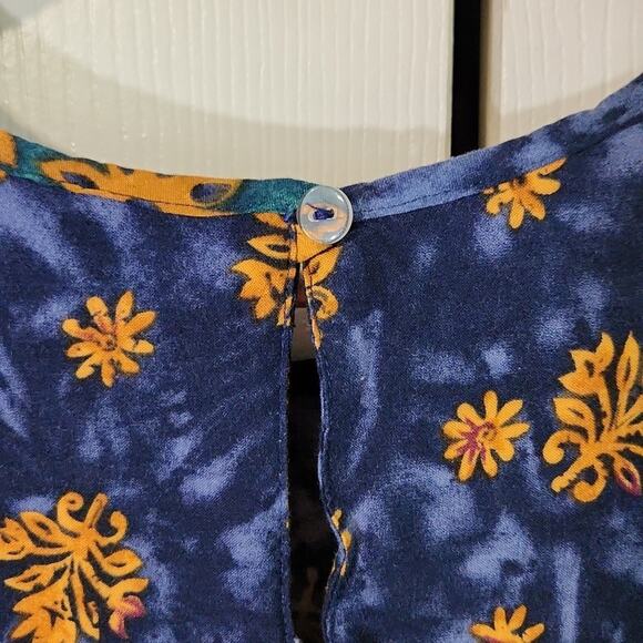 Vintage Impressions Of California Blue Floral Maxi Dress SZ Med Egyptian Hippie - Picture 6 of 10